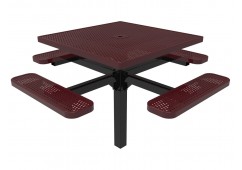 Square Single Pedestal Picnic Table with Perforated Steel